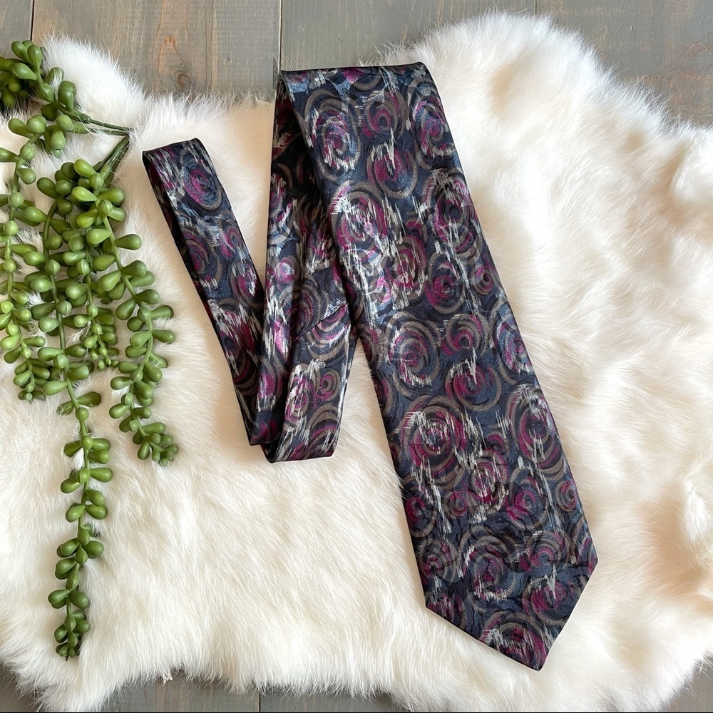 Vintage Rich King Sauna Handmade Tie Necktie Multicolored Abstract